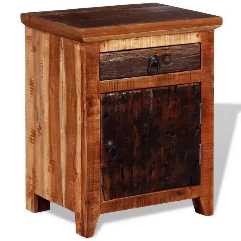 XL Nightstand Brown Solid Acacia and Reclaimed Wood Small