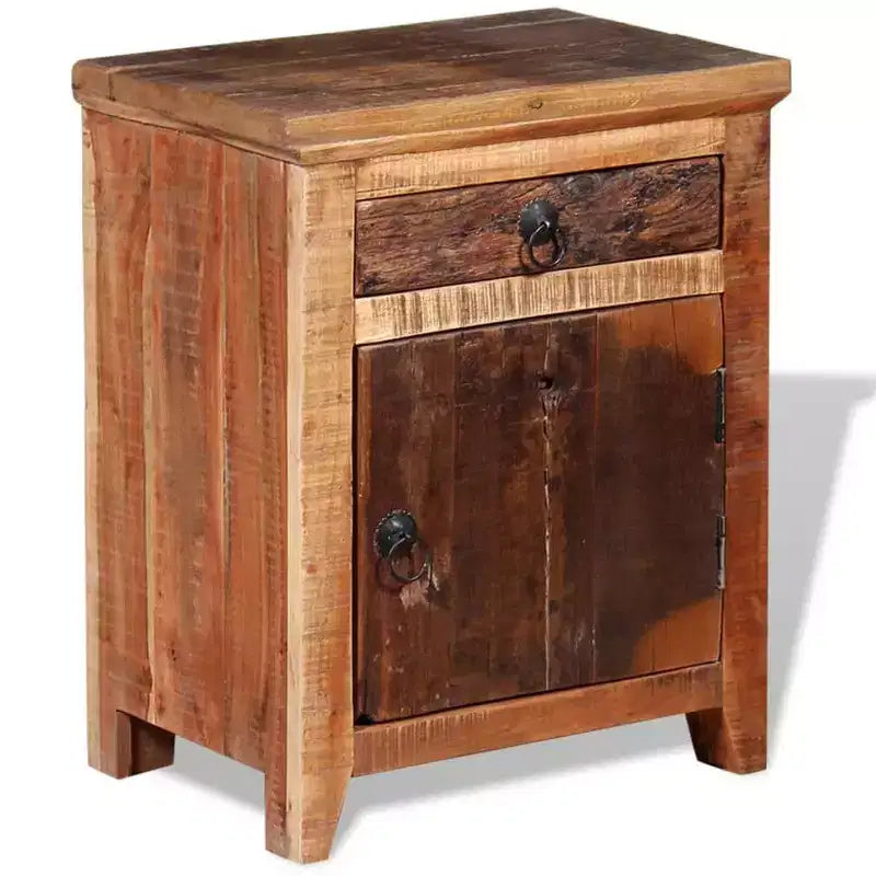 XL Nightstand Brown Solid Acacia and Reclaimed Wood Small