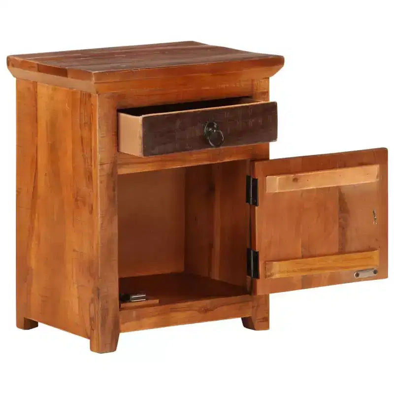 XL Nightstand Brown Solid Acacia and Reclaimed Wood Small