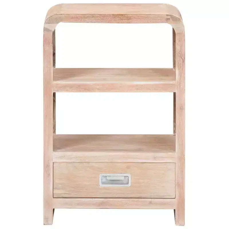 XL Bedside Table Whitewashed Acacia Solid Acacia Wood Medium - Light Brown