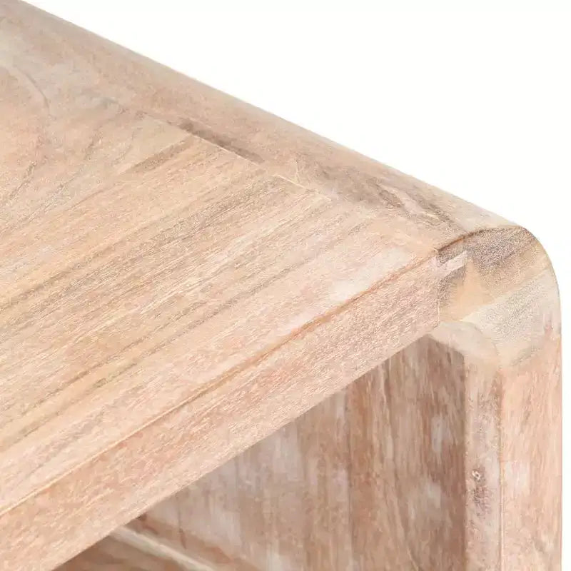 XL Bedside Table Whitewashed Acacia Solid Acacia Wood Medium - Light Brown