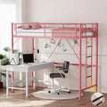 VINGLI Twin Loft Bed with Flat Rungs for Adults, Kids and Young Teens, No Box Spring Required,Heavy Duty Metal Slat Support, Pink