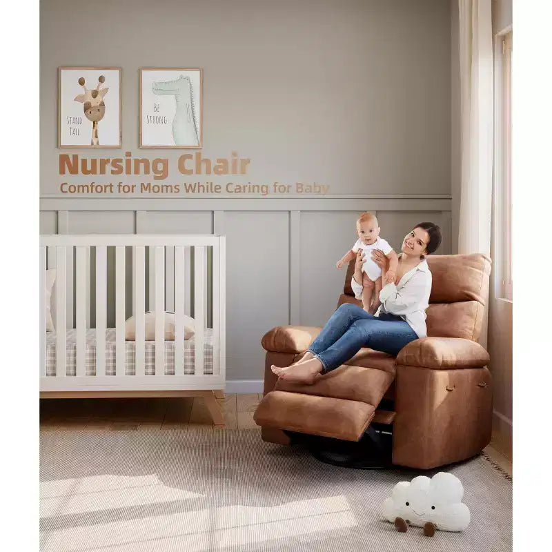 Oversized Recliner Chair  360 Swivel Rocker with Heat & Massage ( for Adults Living Room/Bedroom/Nursery)