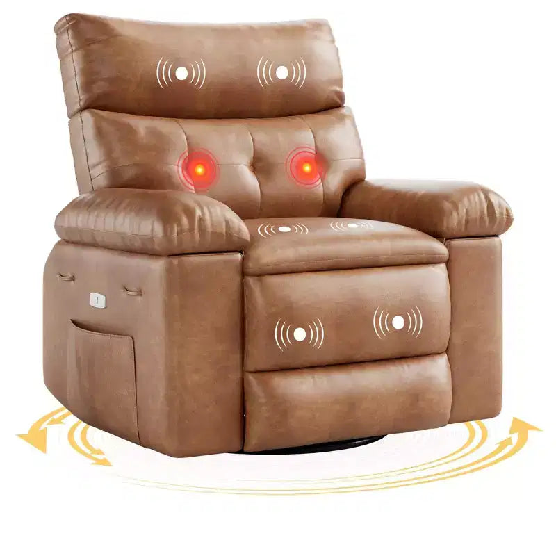 Oversized Recliner Chair  360 Swivel Rocker with Heat & Massage ( for Adults Living Room/Bedroom/Nursery)