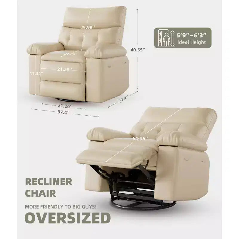 Oversized Recliner Chair  360 Swivel Rocker with Heat & Massage ( for Adults Living Room/Bedroom/Nursery)