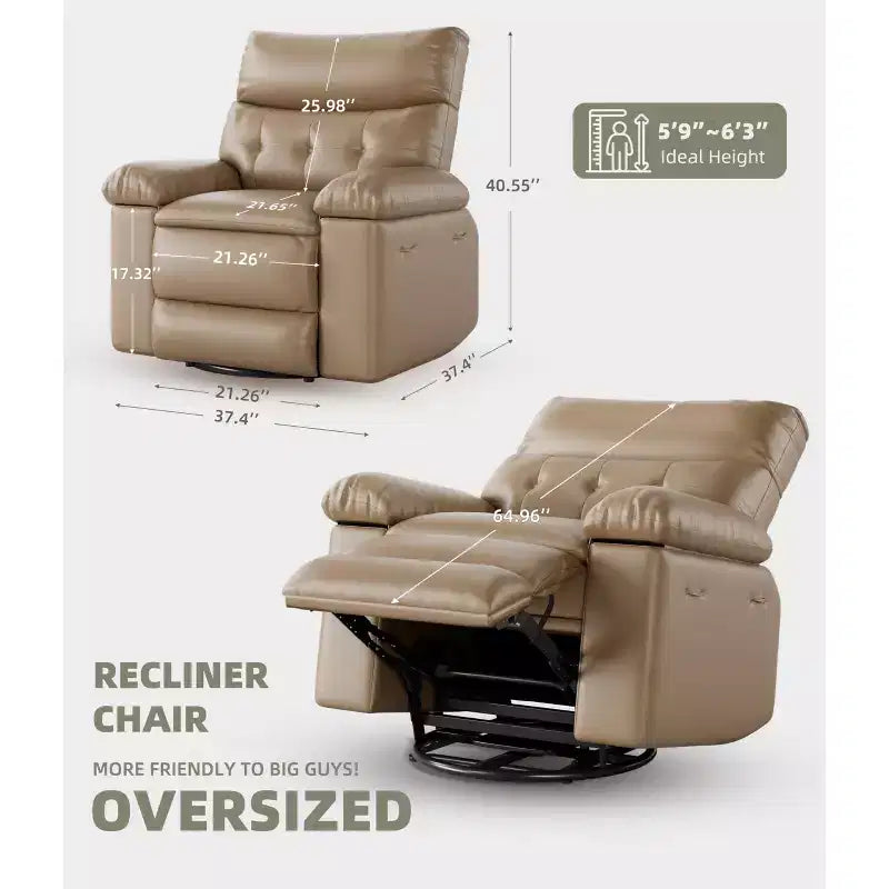 Oversized Recliner Chair  360 Swivel Rocker with Heat & Massage ( for Adults Living Room/Bedroom/Nursery)