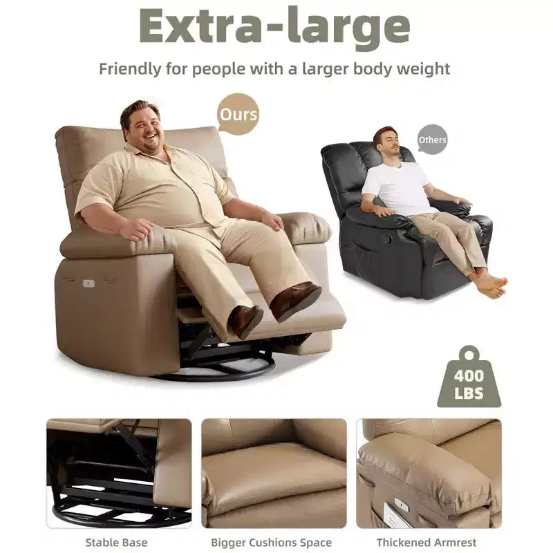 Oversized Recliner Chair  360 Swivel Rocker with Heat & Massage ( for Adults Living Room/Bedroom/Nursery)