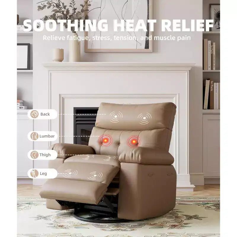 Oversized Recliner Chair  360 Swivel Rocker with Heat & Massage ( for Adults Living Room/Bedroom/Nursery)