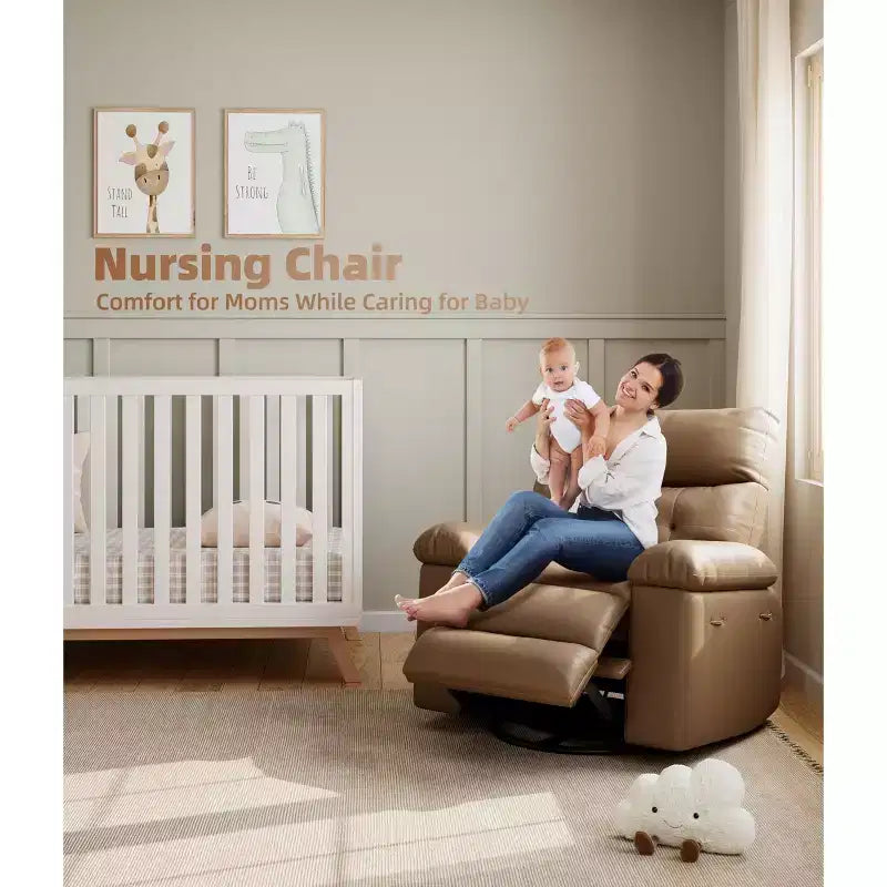 Oversized Recliner Chair  360 Swivel Rocker with Heat & Massage ( for Adults Living Room/Bedroom/Nursery)