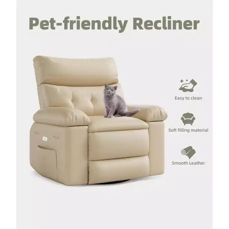 Oversized Recliner Chair  360 Swivel Rocker with Heat & Massage ( for Adults Living Room/Bedroom/Nursery)