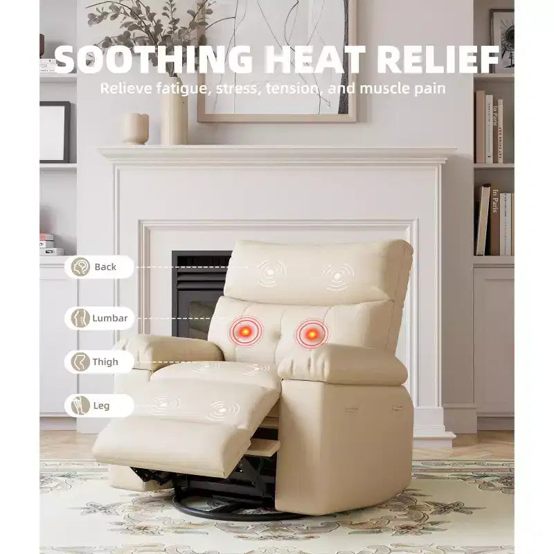 Oversized Recliner Chair  360 Swivel Rocker with Heat & Massage ( for Adults Living Room/Bedroom/Nursery)