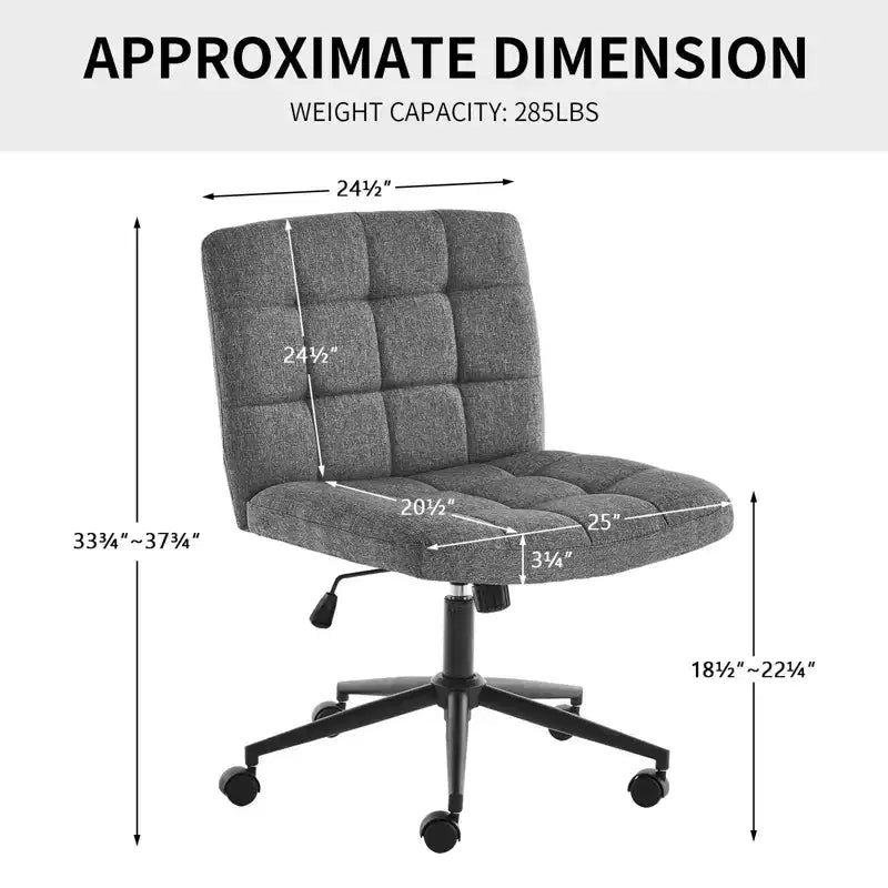 Criss Cross Desk Chair Wide Seat with Wheels, 360 Swivel Cross Legged Thick Cushion, Home Office Chair for Bedroom/Vanity/Study