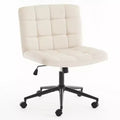 Furnimart Criss Cross Desk Chair Wide Seat with Wheels, 360 Swivel Cross Legged Thick Cushion, Home Office Chair for Bedroom/Vanity/Study