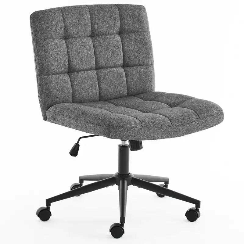 Criss Cross Desk Chair Wide Seat with Wheels, 360 Swivel Cross Legged Thick Cushion, Home Office Chair for Bedroom/Vanity/Study