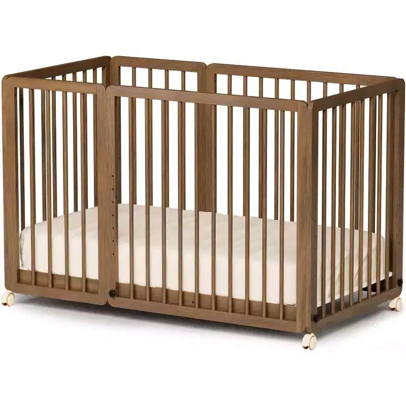 JOYMOR 8 in 1 Convertible Crib, Include 2 Mattress, Converts to Bassinet, Mid Crib, Full Size Crib, Daybed,Toddler Bed and Playard