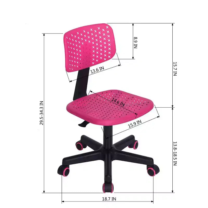 Adjustable Swivel Study Chair for Kids, Dorm & Home Office, Pink