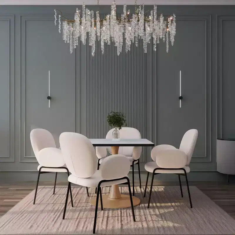 27 Square Dining Table with Marbled White MDF Top and Steel Pedestal Base for Modern Kitchen and Dining Room