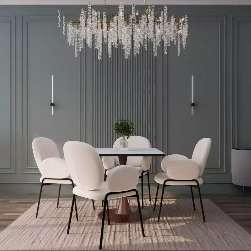 27 Square Dining Table with Marbled White MDF Top and Steel Pedestal Base for Modern Kitchen and Dining Room