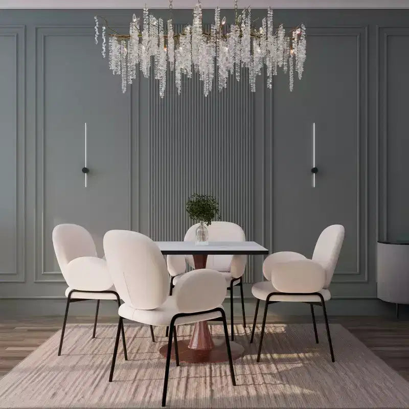 27 Square Dining Table with Marbled White MDF Top and Steel Pedestal Base for Modern Kitchen and Dining Room