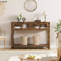 43 Console Table, Double Sofa Table with Storage, Wooden Buffet Table, Hallway Table with 2 Glass Drawers for Entryway, Hallway, Living Room