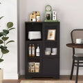 CLIHOME 2-Door Painted Storage Cabinet with Glass Doors and Drawer, Open Storage Space