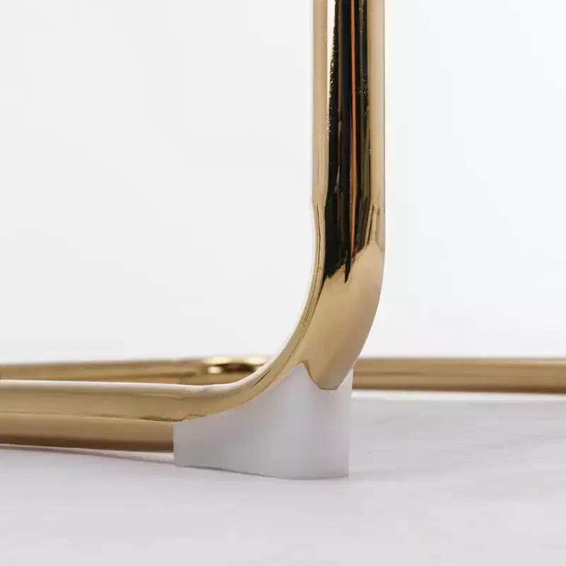 Modern Dining Chairs - Corduroy Fabric, Gold Metal Base, Channel Tufting, Armless, Set of 2