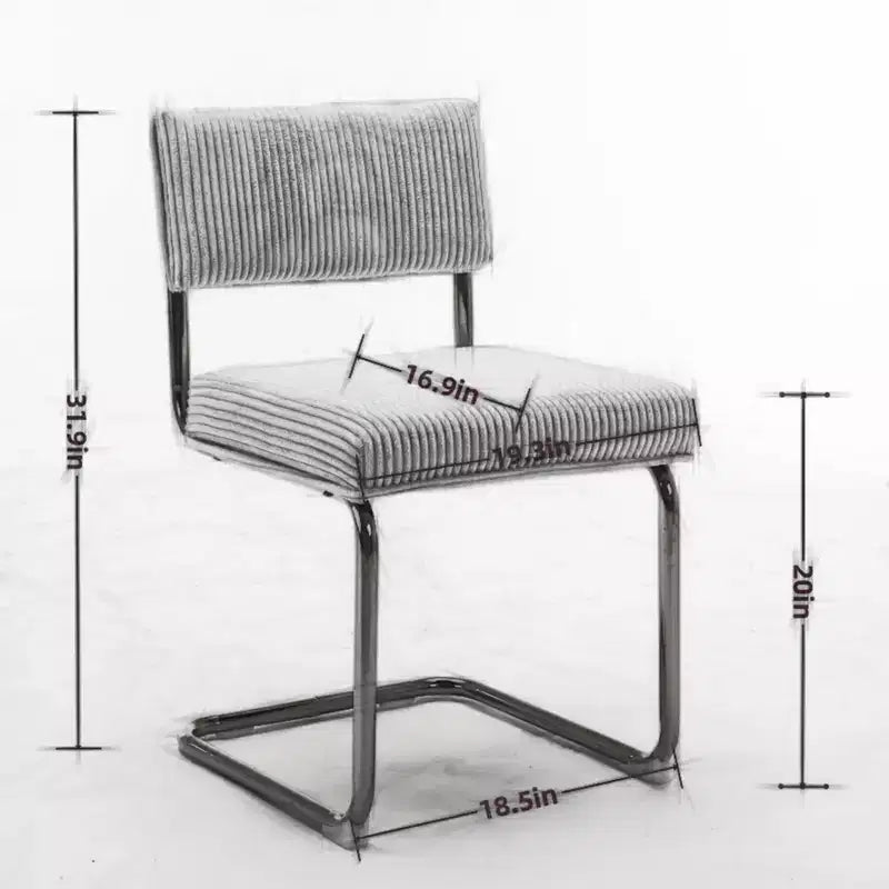 Modern Dining Chairs - Corduroy Fabric, Gold Metal Base, Channel Tufting, Armless, Set of 2