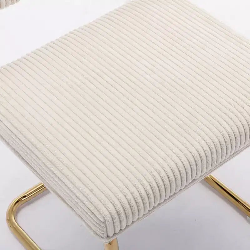 Modern Dining Chairs - Corduroy Fabric, Gold Metal Base, Channel Tufting, Armless, Set of 2