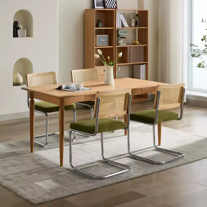 Modern Dining Chairs - Corduroy Fabric, Gold Metal Base, Channel Tufting, Armless, Set of 2