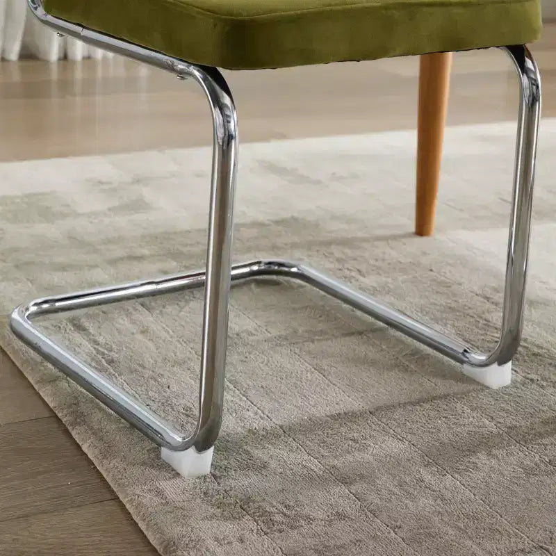 Modern Dining Chairs - Corduroy Fabric, Gold Metal Base, Channel Tufting, Armless, Set of 2