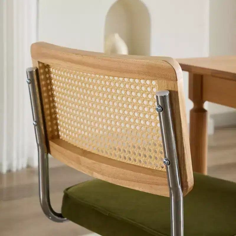 Modern Dining Chairs - Corduroy Fabric, Gold Metal Base, Channel Tufting, Armless, Set of 2