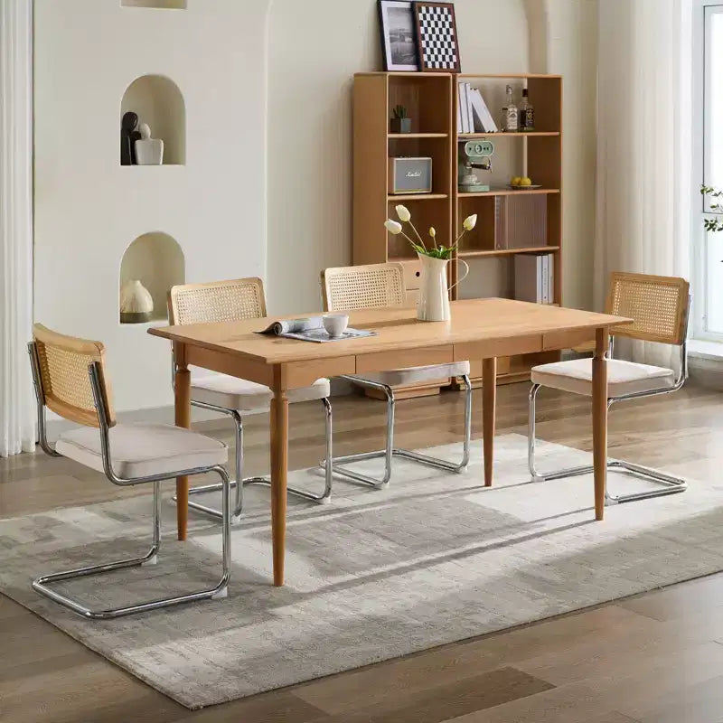 Modern Dining Chairs - Corduroy Fabric, Gold Metal Base, Channel Tufting, Armless, Set of 2