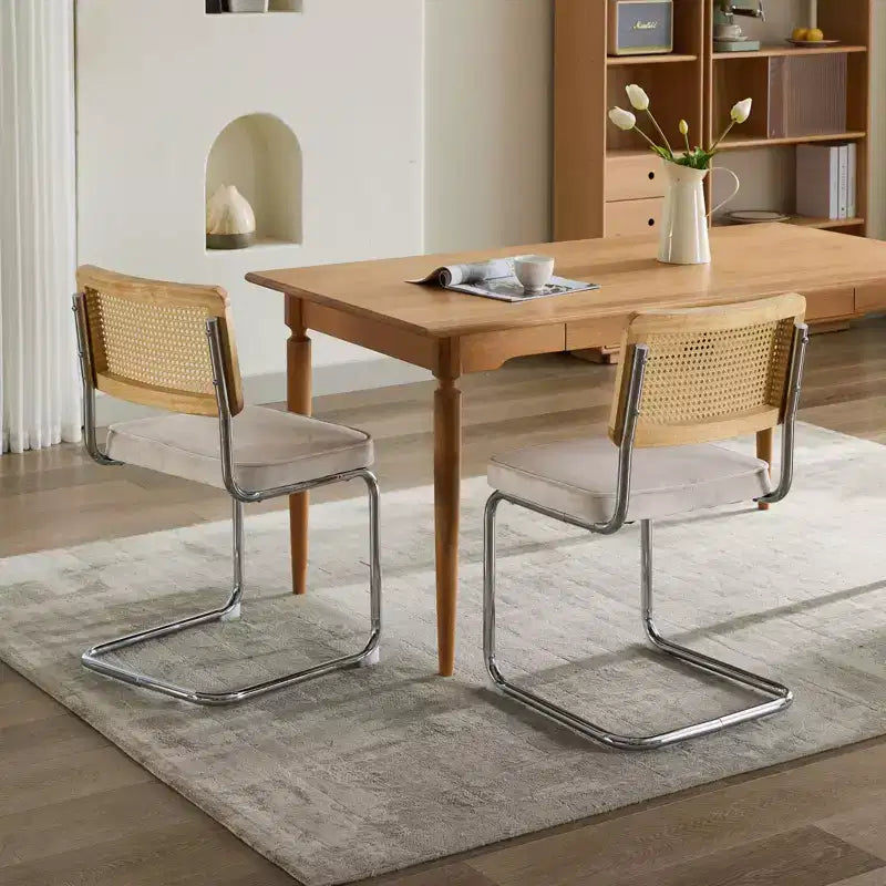Modern Dining Chairs - Corduroy Fabric, Gold Metal Base, Channel Tufting, Armless, Set of 2
