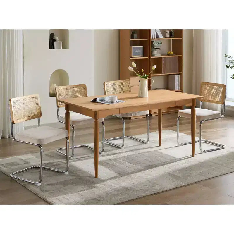Modern Dining Chairs - Corduroy Fabric, Gold Metal Base, Channel Tufting, Armless, Set of 2