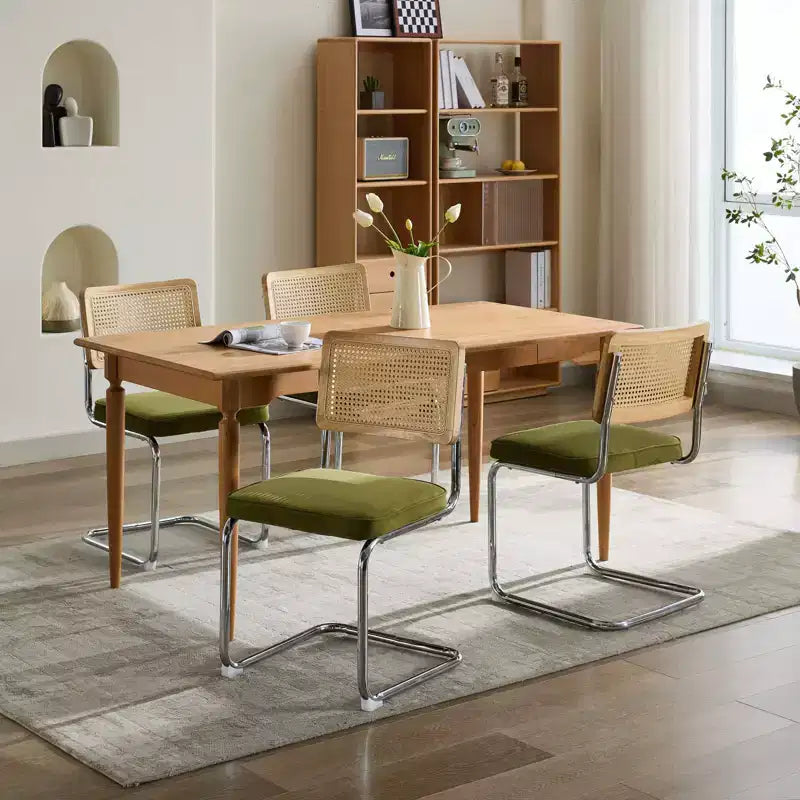 Modern Dining Chairs - Corduroy Fabric, Gold Metal Base, Channel Tufting, Armless, Set of 2