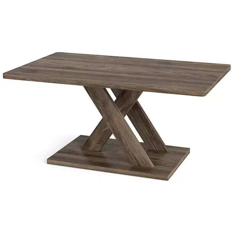37.5 Coffee Table with Stable Base & Rubber Wood Connection for Living Room
