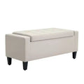 36 Ottoman with Storage, Storage Ottoman Bench with Lift Top and Rubberwood Legs, Linen Upholstered Entryway Bench with Seating for Living Room