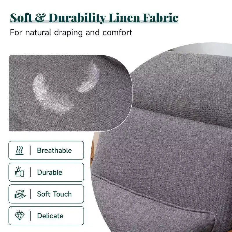 2pcs High Back Solid Wood Armrest Backrest Iron Frame Linen Indoor Leisure Chair