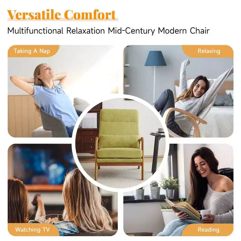 2pcs High Back Solid Wood Armrest Backrest Iron Frame Linen Indoor Leisure Chair