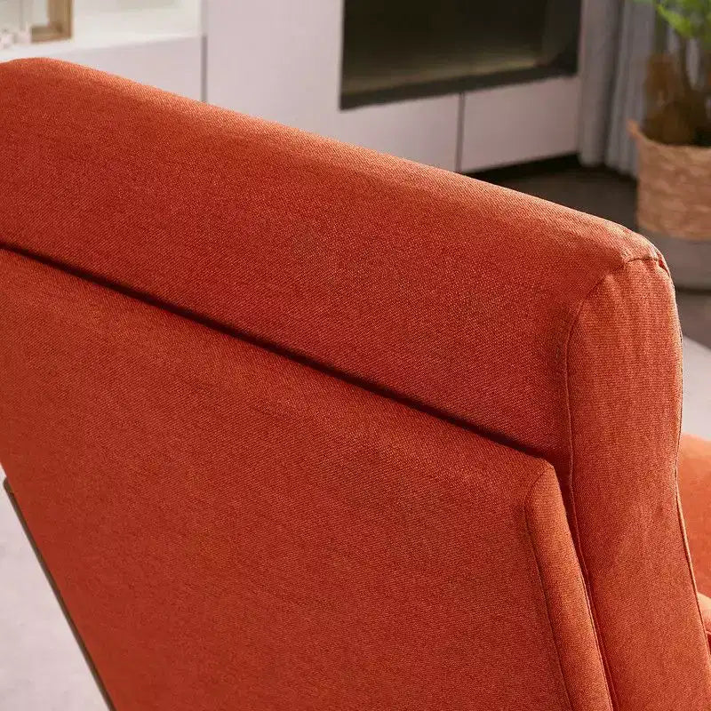 2pcs High Back Solid Wood Armrest Backrest Iron Frame Linen Indoor Leisure Chair