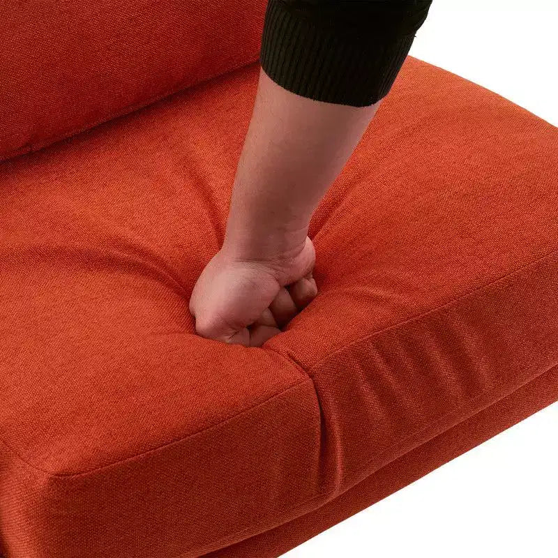 2pcs High Back Solid Wood Armrest Backrest Iron Frame Linen Indoor Leisure Chair