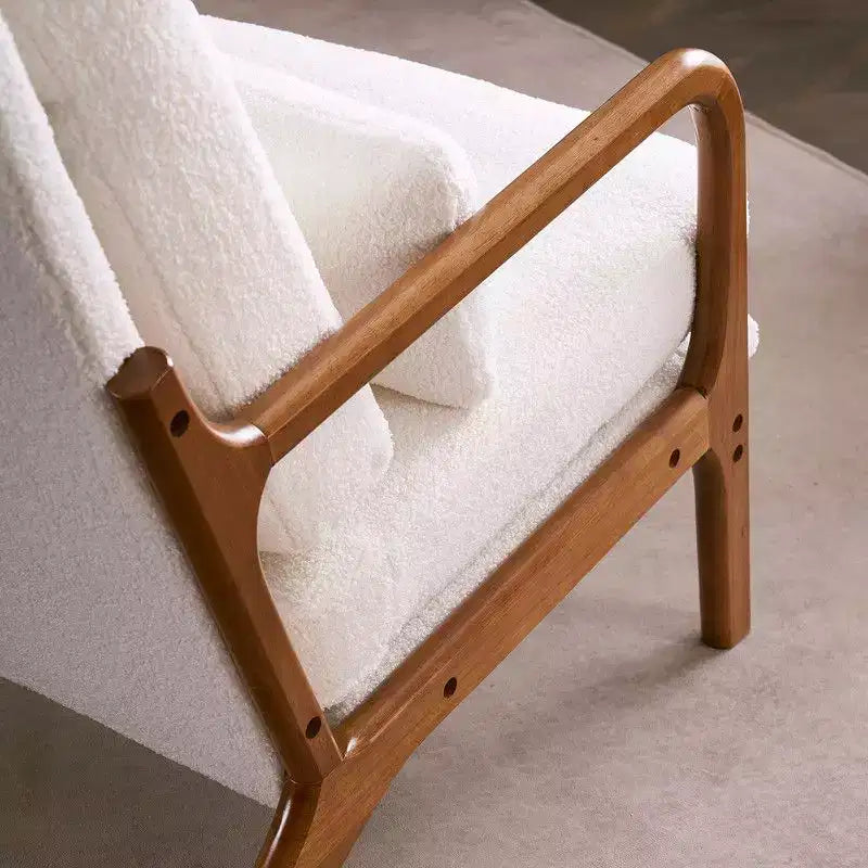 2pcs High Back Solid Wood Armrest Backrest Iron Frame Linen Indoor Leisure Chair