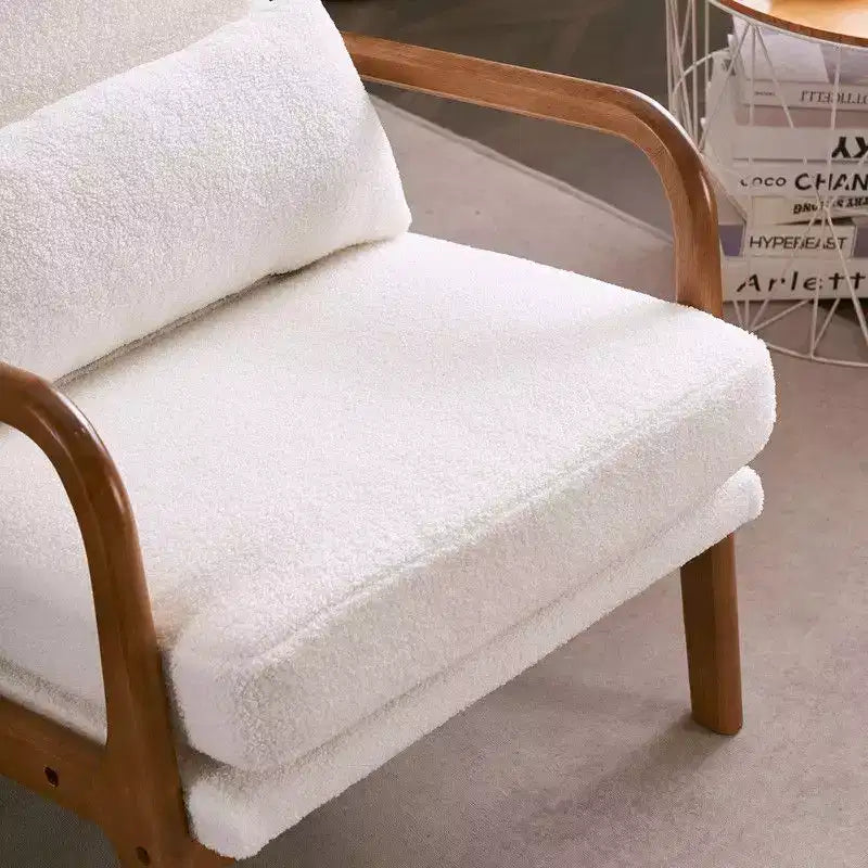 2pcs High Back Solid Wood Armrest Backrest Iron Frame Linen Indoor Leisure Chair