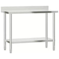 vidaXL Kitchen Work Table with Backsplash 32.5x21.7x36.6 Stainless Steel