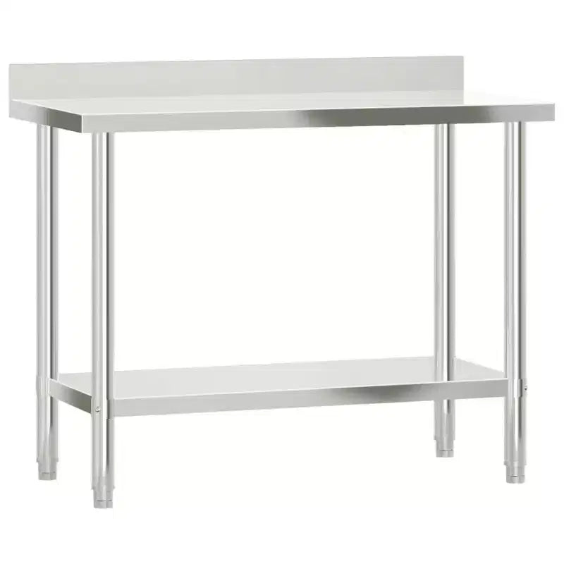 vidaXL Kitchen Work Table with Backsplash 32.5x21.7x36.6 Stainless Steel