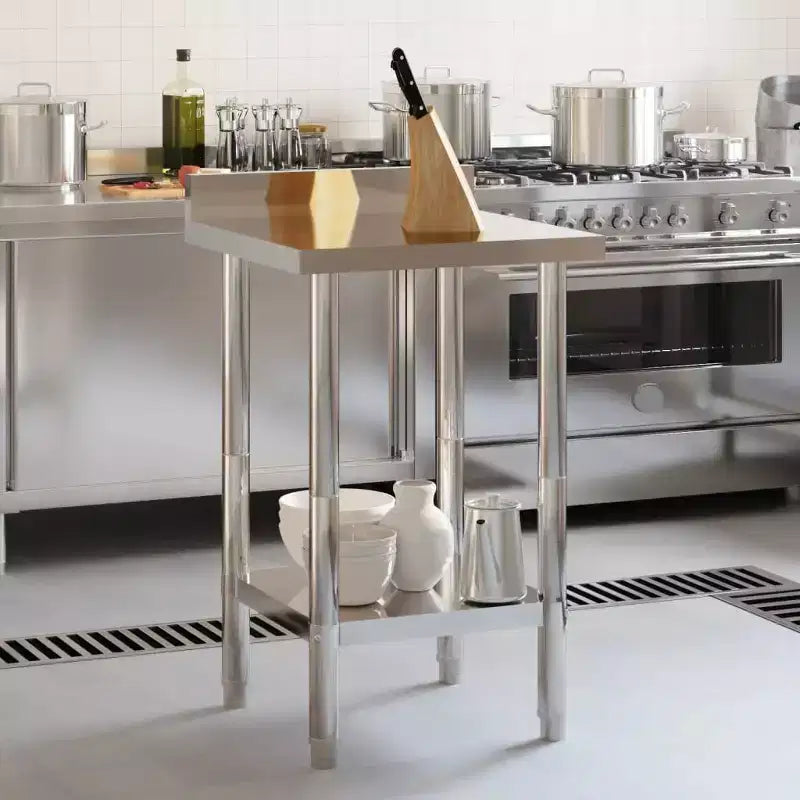 XL Kitchen Work Table with Backsplash 32.5x21.7x36.6 Stainless Steel