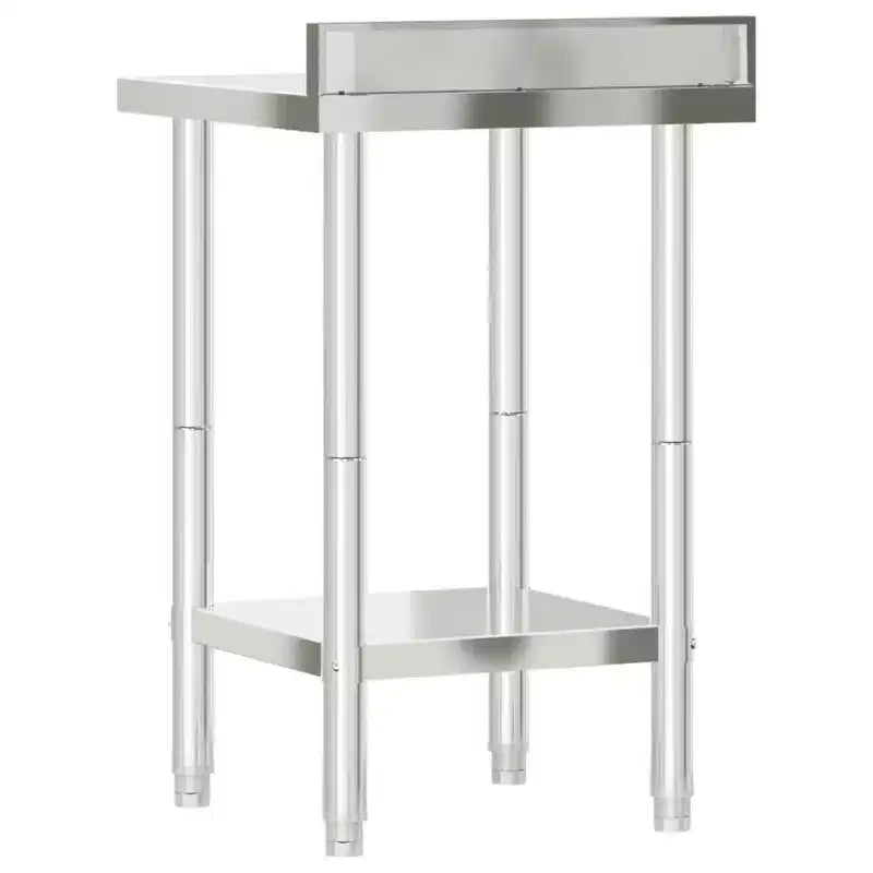 XL Kitchen Work Table with Backsplash 32.5x21.7x36.6 Stainless Steel