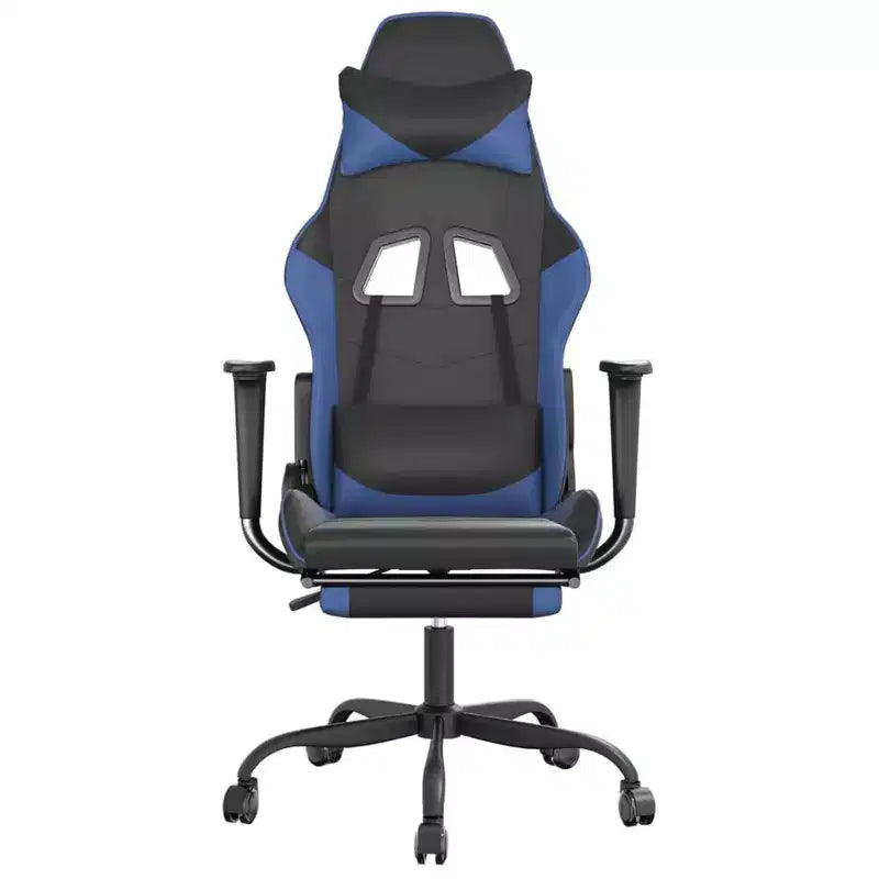 XL Gaming Chair Black and Blue Faux leather, Metal, Plywood Adjustable