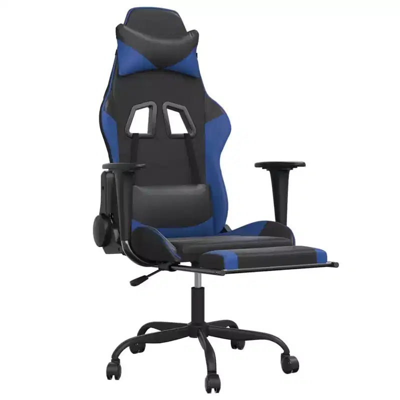 XL Gaming Chair Black and Blue Faux leather, Metal, Plywood Adjustable