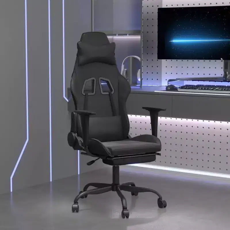 XL Gaming Chair Black and Blue Faux leather, Metal, Plywood Adjustable